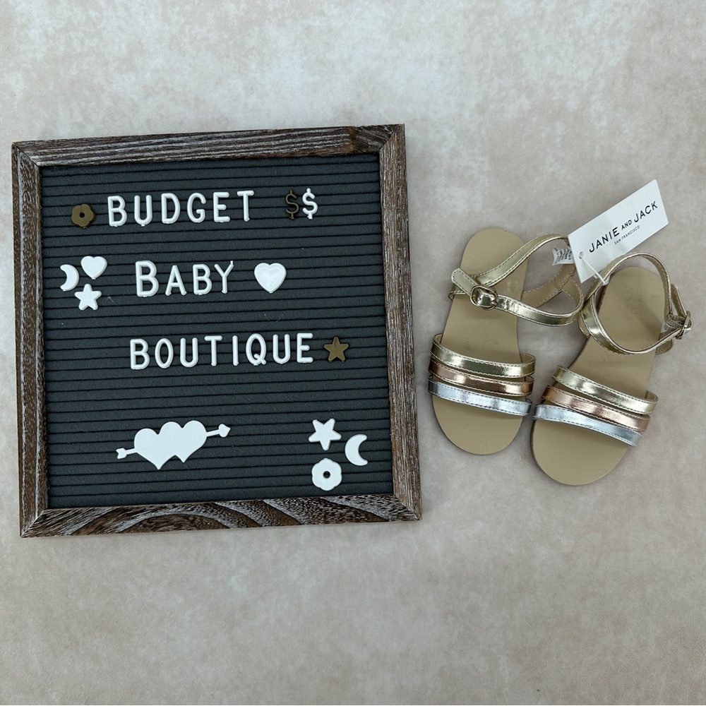 New Janie and Jack Metallic Gold and Silver Kids Sandals
